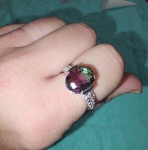 A Versatile Moment Lab Created Green Purple Bi Color Alexandrite Rhodium Plating